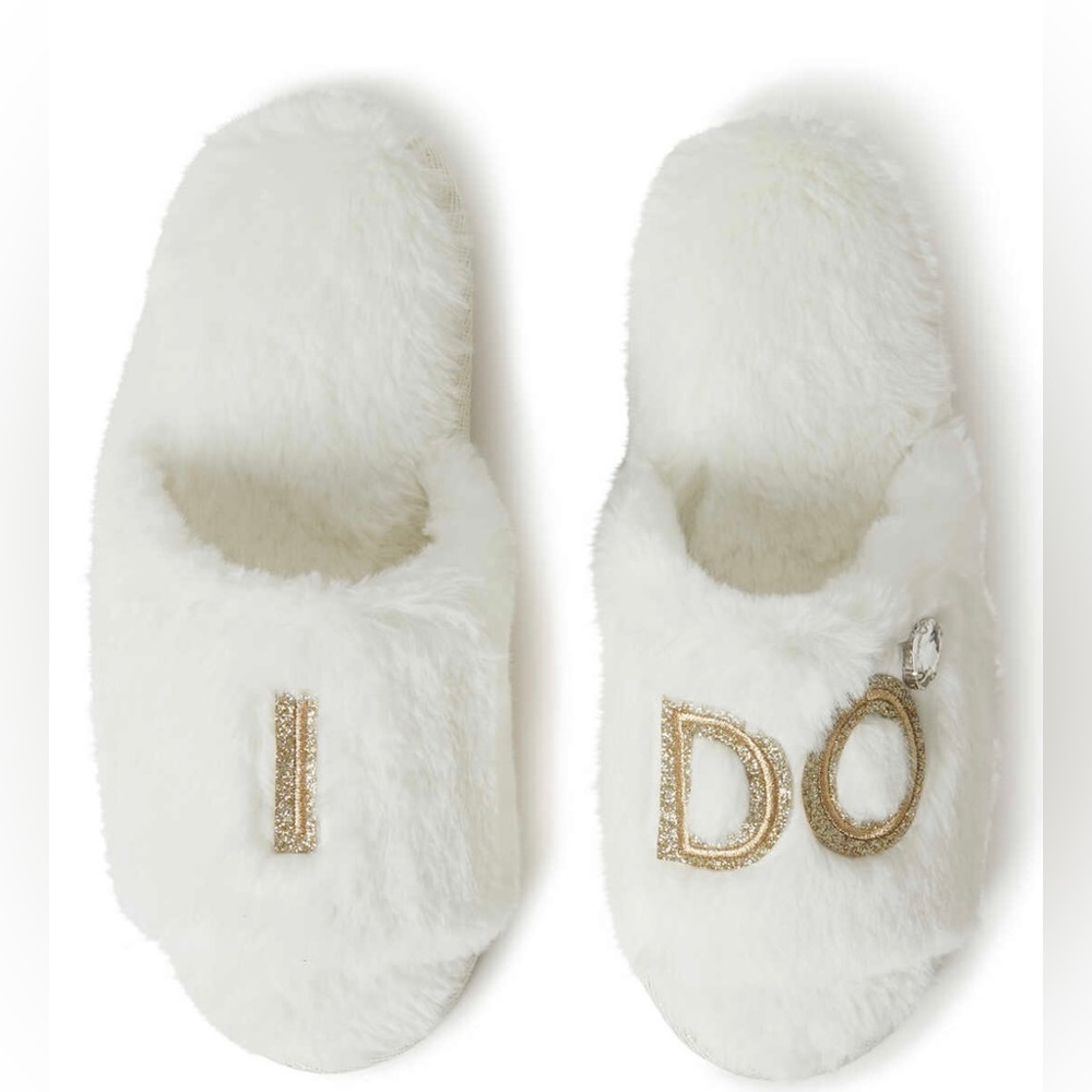Womens Bride Dearfoams I DO slide slipper XL 11/12